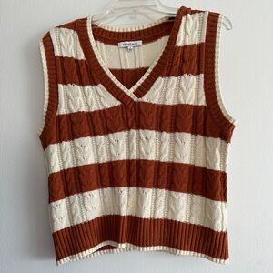 Burnt Orange and Cream Knit Sweater Vest